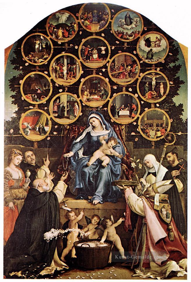 Madonna vom Rosenkranz 1539 Renaissance Lorenzo Lotto Ölgemälde
